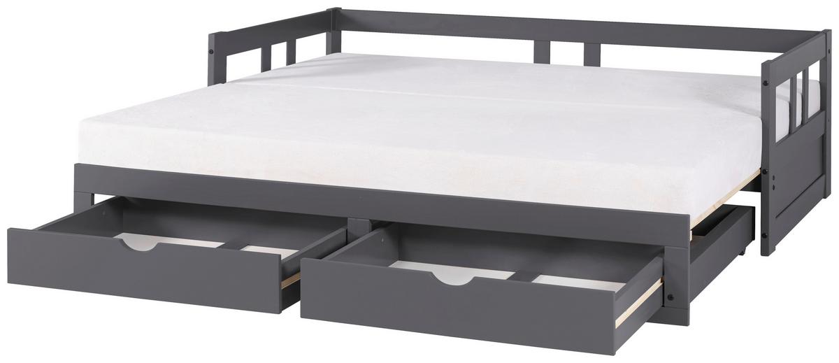 Ausziehbett Lattenrost / Stauraum 90x200 Cm Livio - Anthrazit/Naturfarben, ROMANTIK / LANDHAUS, Holz/Holzwerkstoff (90/200cm) - MID.YOU