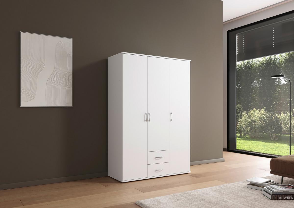 Drehtürenschrank Mit Schubladen 127cm  Paul 3 - Weiß, KONVENTIONELL, Holzwerkstoff (127/188/52cm)