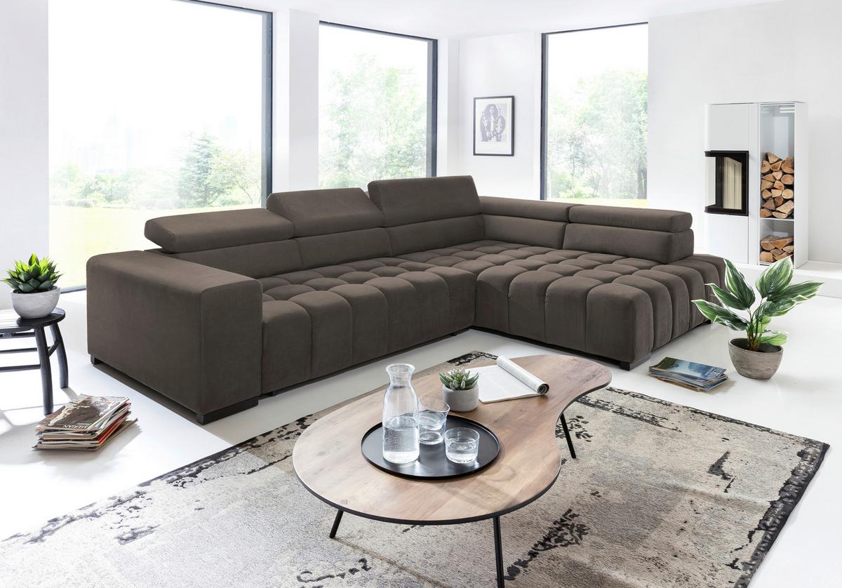 Eckschlafsofa Elias Neu Braun S: 307 Cm - Schwarz/Braun, Design, Textil (307/201cm) - Livetastic