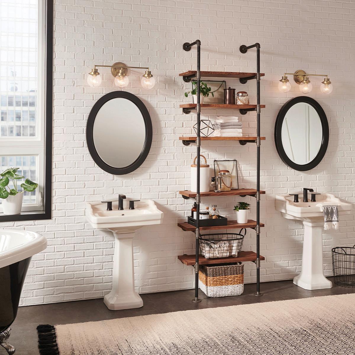 Bad-wandleuchte Poppy Ip44 3-Flammig In Messingfarben - Messingfarben, LIFESTYLE, Glas/Metall (61.5/25/18.3cm) - Elstead Lighting