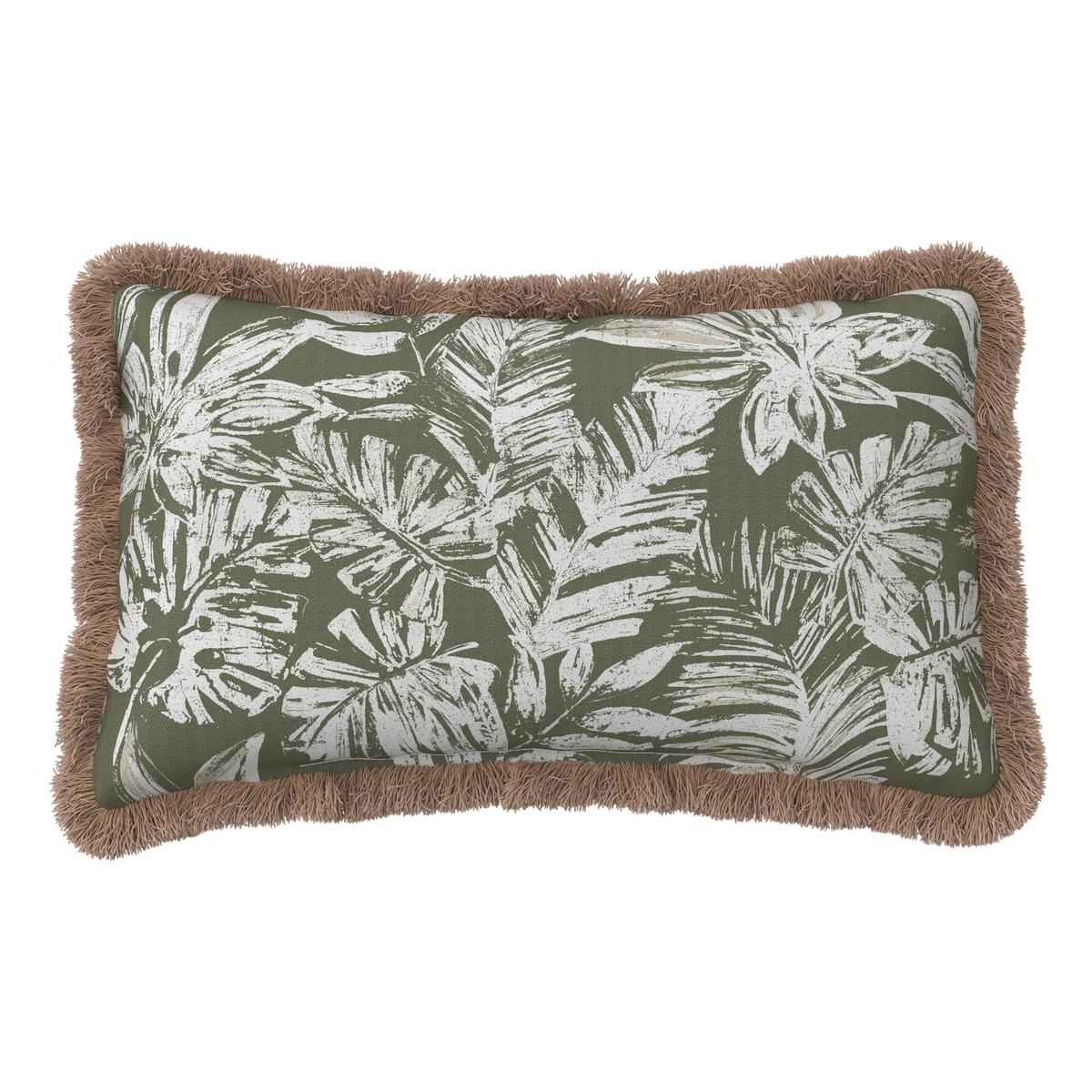 VENKOVNÍ POLŠTÁŘ NOEMI - bílá/olivově zelená, Moderní, textil (50/30/10cm) - Bessagi Garden