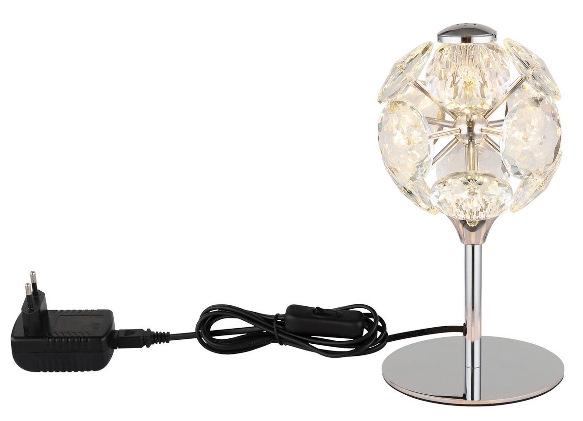 LED-Tischleuchte Virina Chromfarben Klar D: 15 cm - Klar/Chromfarben, KONVENTIONELL, Glas/Metall (15/26,5cm) - Globo