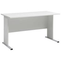 Schreibtisch B 140cm H 74,2cm Serie 200, Lichtgrau - Silberfarben/Hellgrau, Basics, Holzwerkstoff/Metall (65/140/74,2cm) - MID.YOU