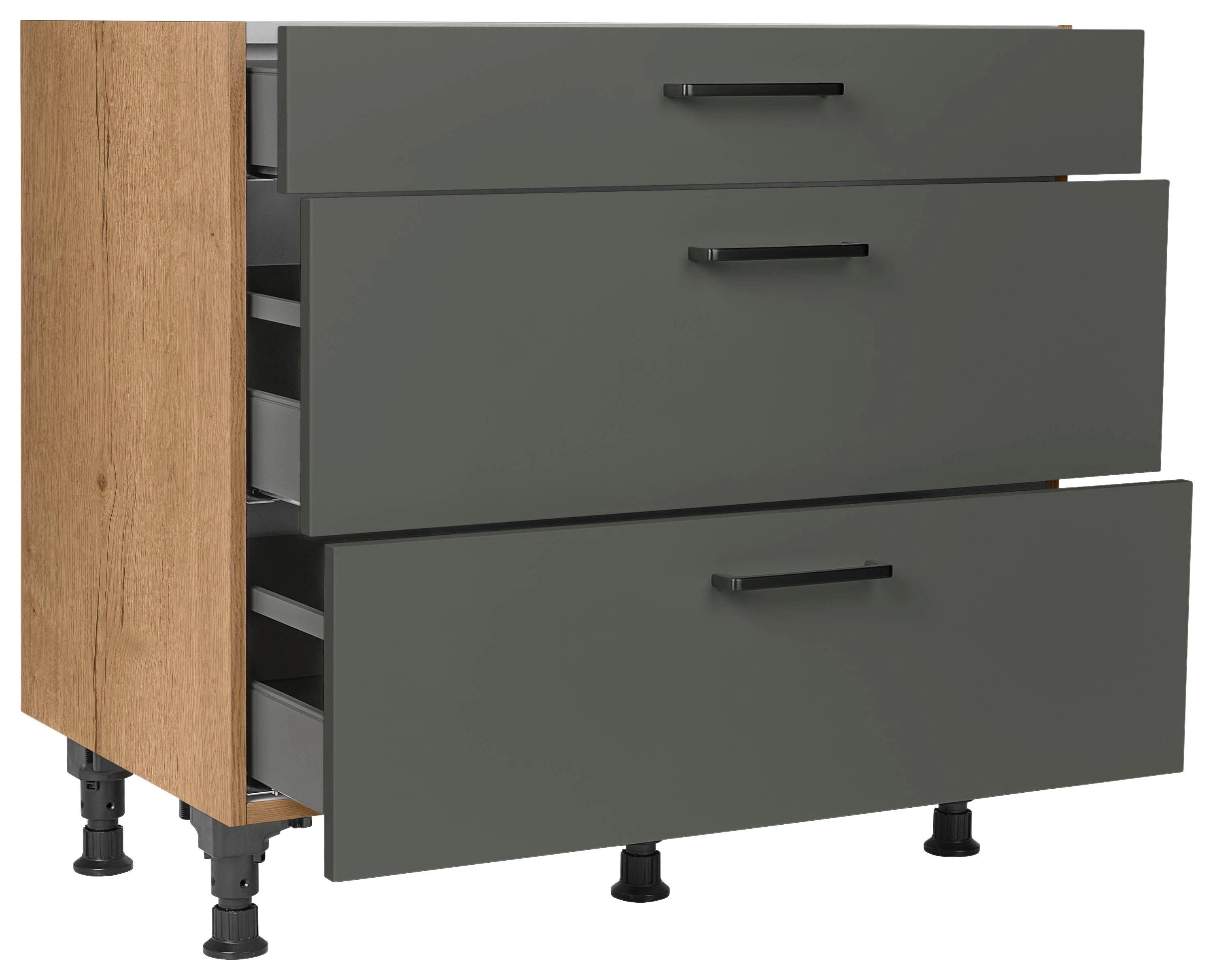 Schubkastenunterschrank Easytouch - Eichefarben/Grün, MODERN, Holzwerkstoff (90/87/56cm) - Nobilia