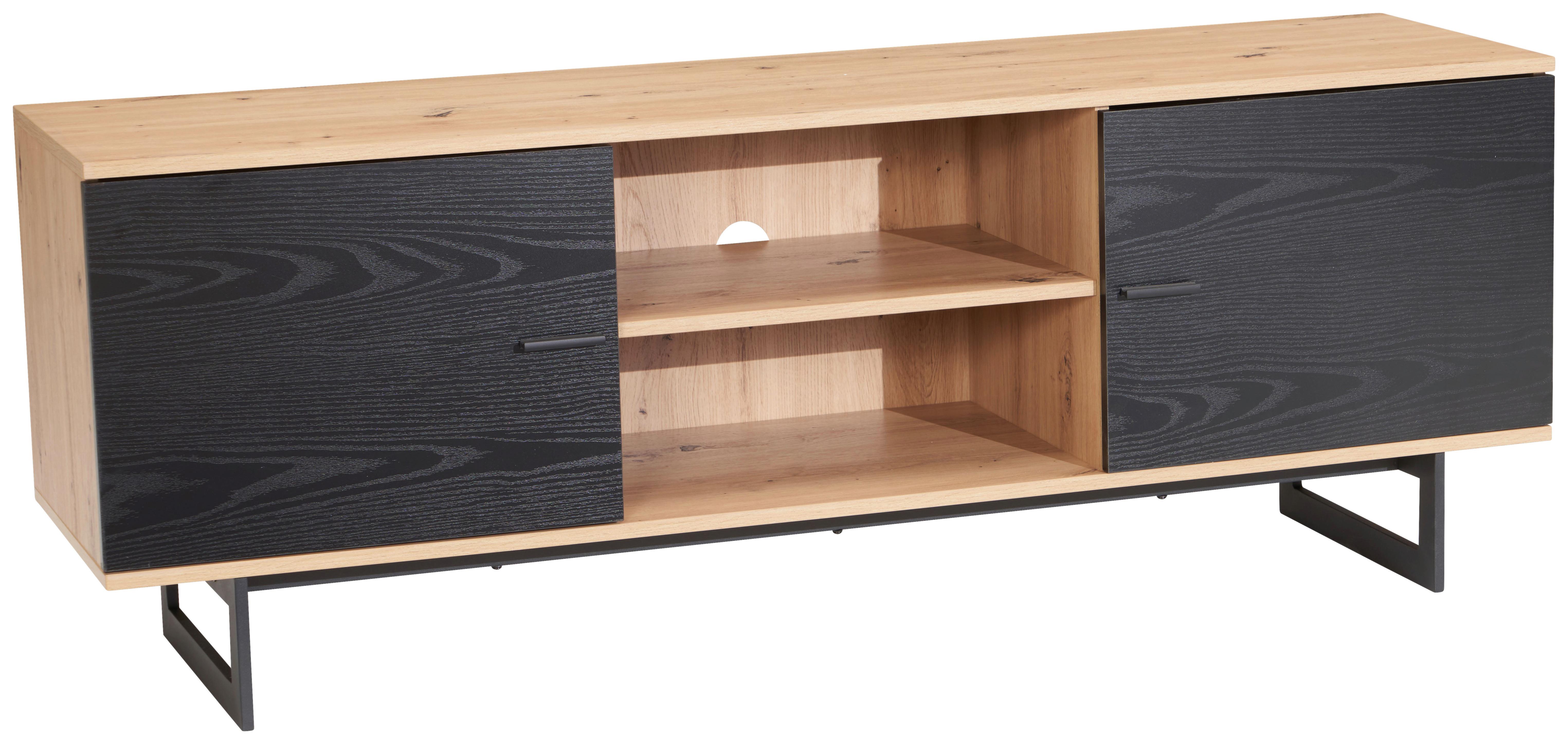 NÍZKA KOMODA WL6.822 - čierna/farba duba, Design, kov/kompozitné drevo (150/55/40cm) - Livetastic