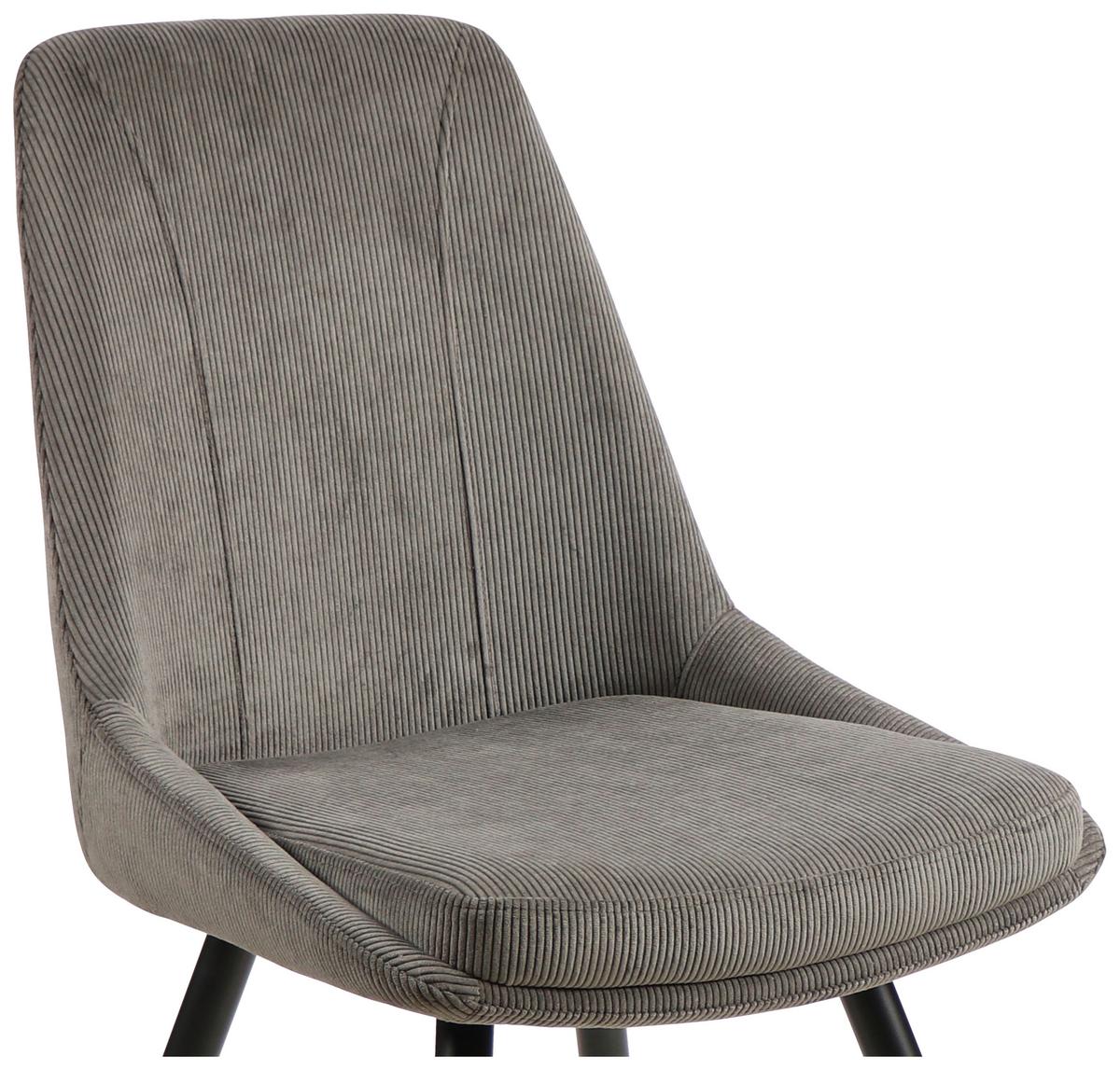 Esszimmerstuhl Corinna Grau Gepolstert - Schwarz/Grau, MODERN, Holz/Textil (49/88/59cm) - MID.YOU