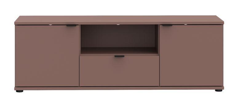 Komoda pod televizi Ganymede, barva terakota, š: 130 cm - černá/terracotta, Moderní, kov/kompozitní dřevo (129,8/43,9/41,3cm)