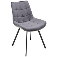 Schalenstuhl Chris Grau Samt Gepolstert - Schwarz/Grau, MODERN, Textil/Metall (54/86/62cm) - Luca Bessoni