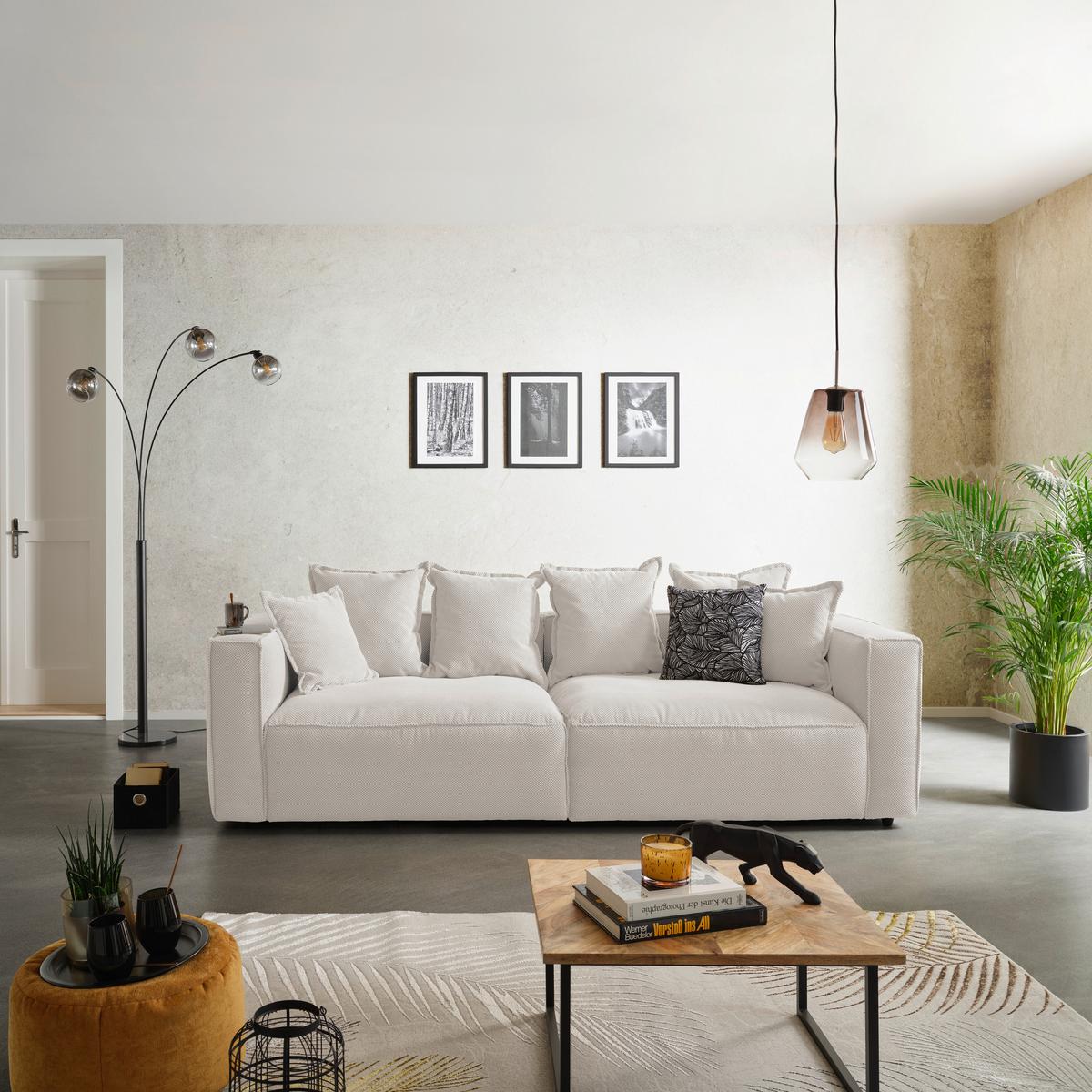 Bigsofa Cowboy - Creme/Schwarz, MODERN, Textil (280/72/109cm)