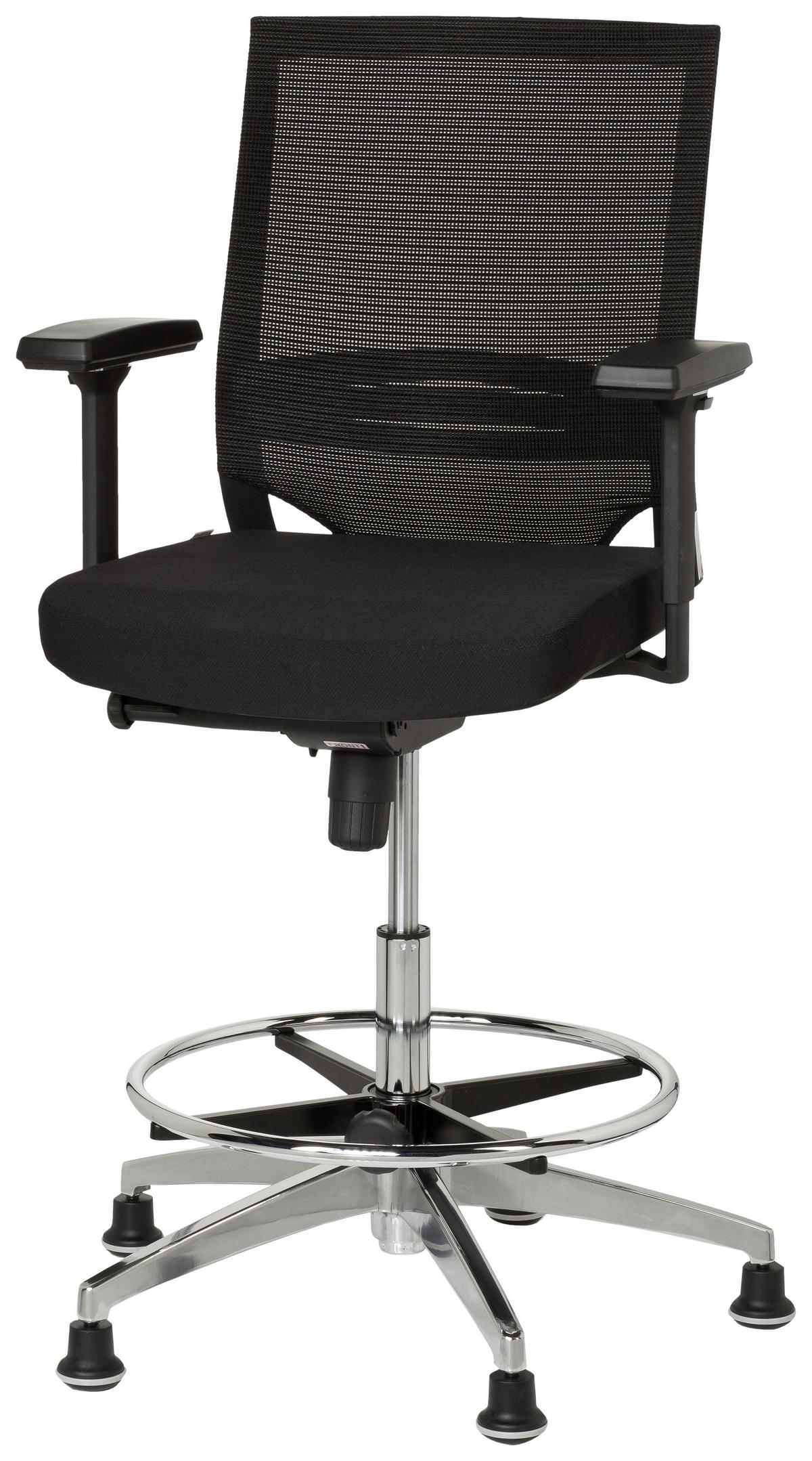 Bürostuhl Top Work 77 Schwarz Bis 110 Kg - Silberfarben/Schwarz, Basics, Kunststoff/Textil (57/129/45cm) - MID.YOU