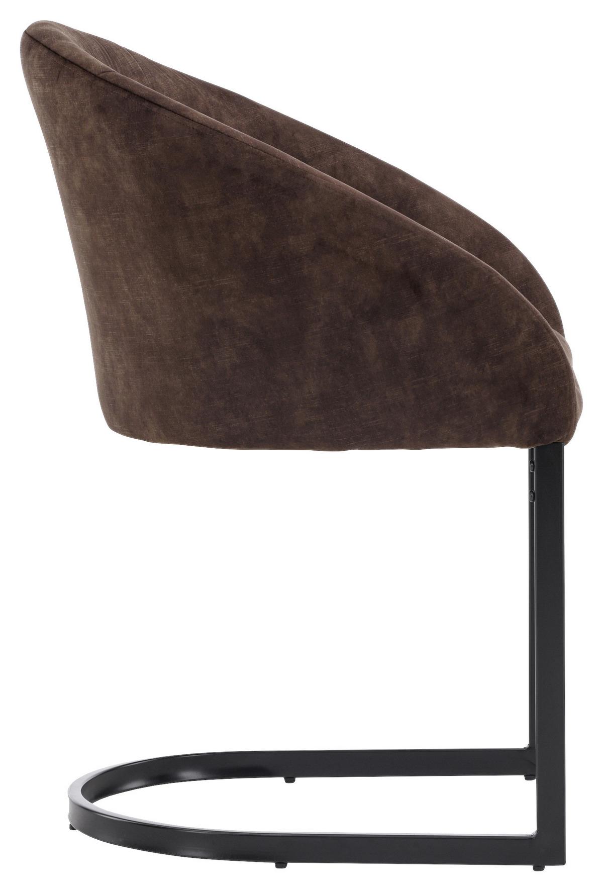 Stuhl-Set Evening - Dunkelbraun/Schwarz, Design, Textil/Metall (56/82/65cm) - Livetastic