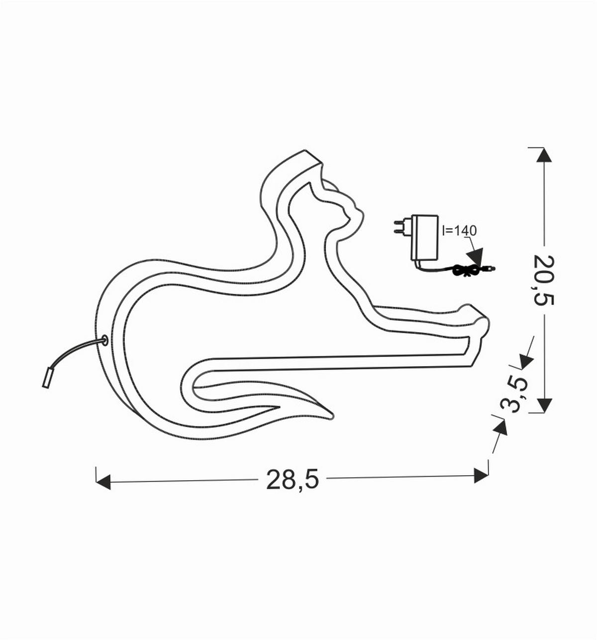 Kindertischleuchte 41-11824 Cat - Pink, Basics, Holzwerkstoff/Kunststoff (28.5/3.5/20.5cm)