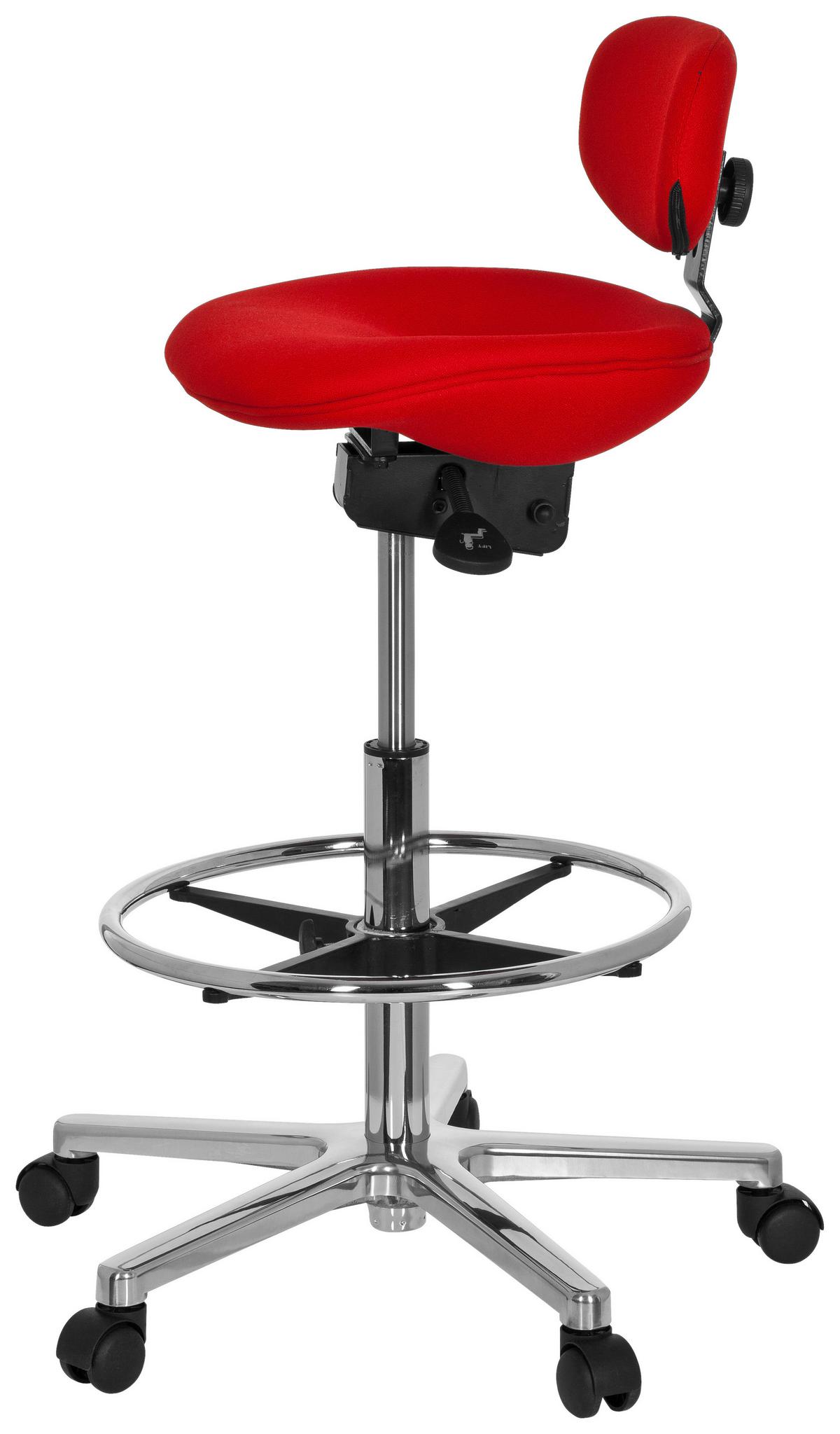 Bürohocker Work Mf Rot Bis 100 Kg - Silberfarben/Rot, Basics, Kunststoff/Textil (50/106/40cm) - MID.YOU