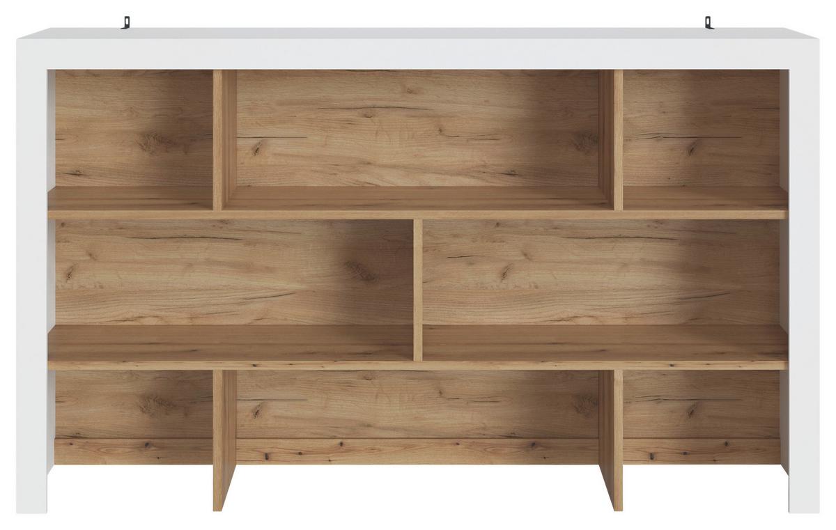 Kommodenaufsatz Calabria Weiss/Eichefarben, B: 201,2 cm - Eichefarben/Weiß, Trend, Holzwerkstoff (201,2/118,8/45cm)