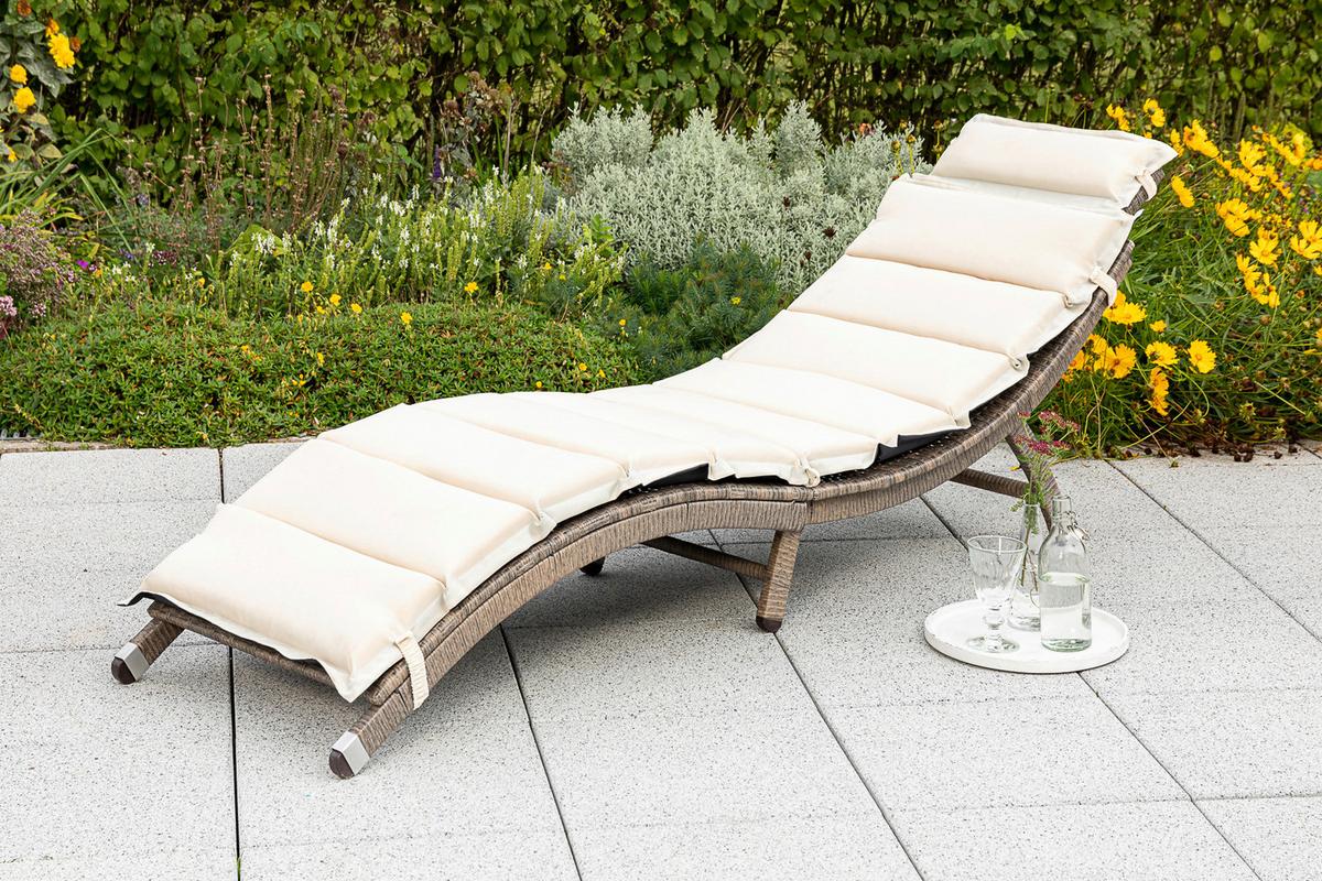Sonnenliege Waikiki Metall/kunststoff Mit Auflage - Naturfarben/Grau, MODERN, Kunststoff/Metall (172/62/54cm) - Gardenson