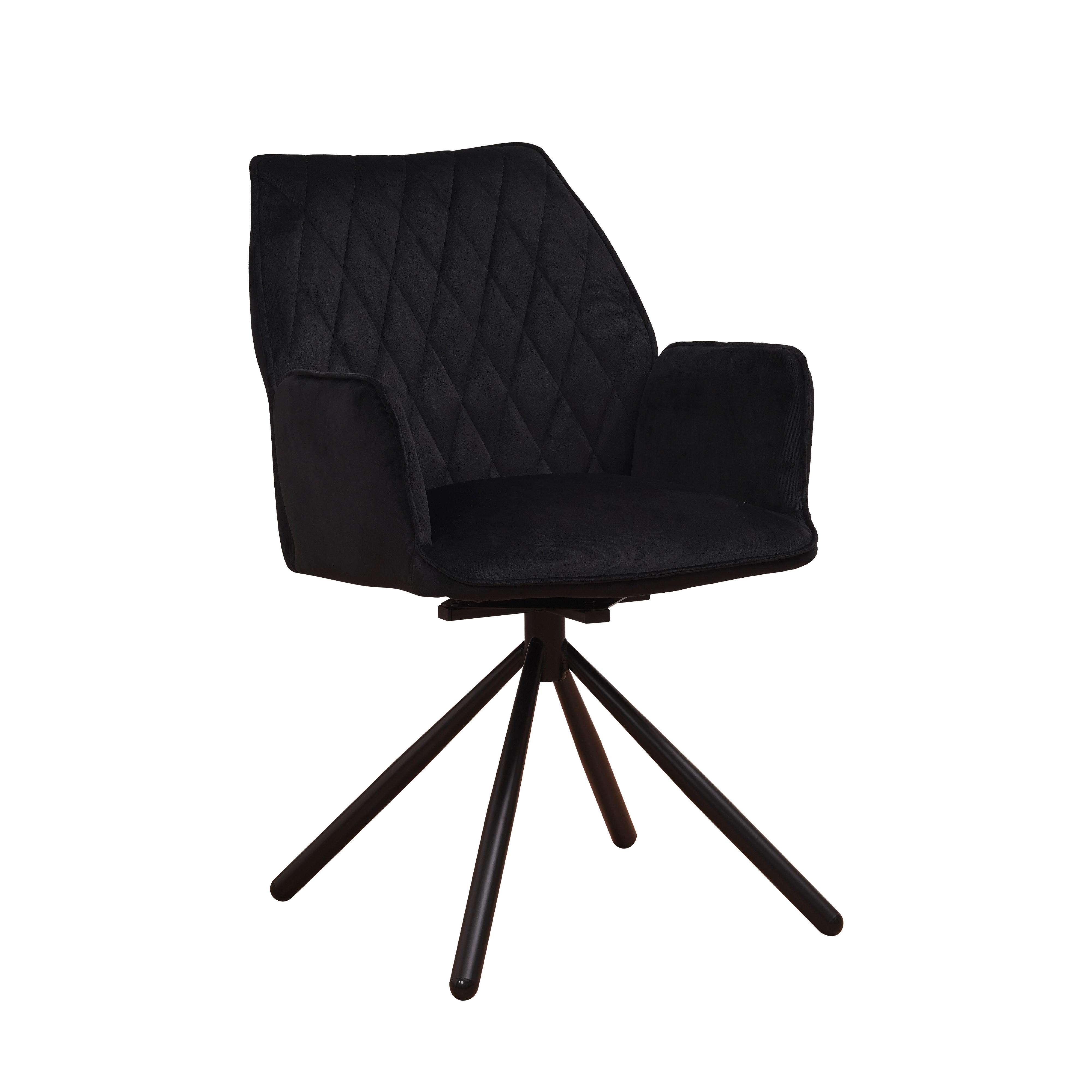 Armlehnstuhl-Set Donny Schwarz B: 57,5 cm - Schwarz, MODERN, Textil/Metall (57,5/92/52cm) - MID.YOU