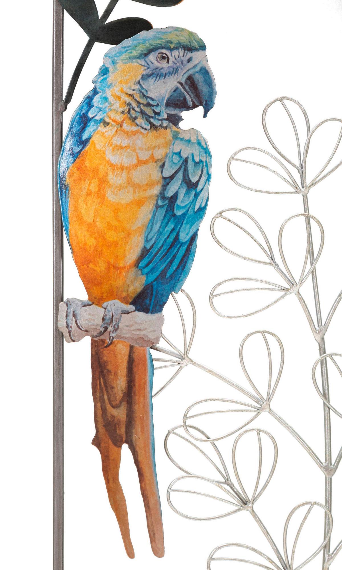 Wanddeko Parrot Blau, Gelb, Grau B: 28,6 Cm - Blau/Gelb, Basics, Metall (28.60/74.30/2.5cm)