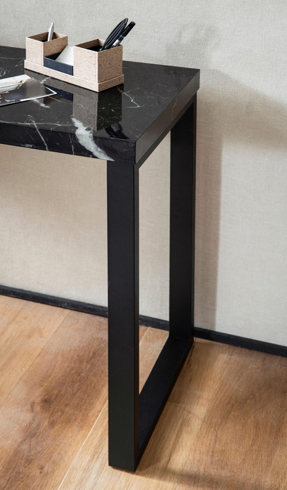 Konsolentisch Schwarz L: 120 cm - Schwarz, Design, Holzwerkstoff/Metall (120/40/76cm) - MID.YOU