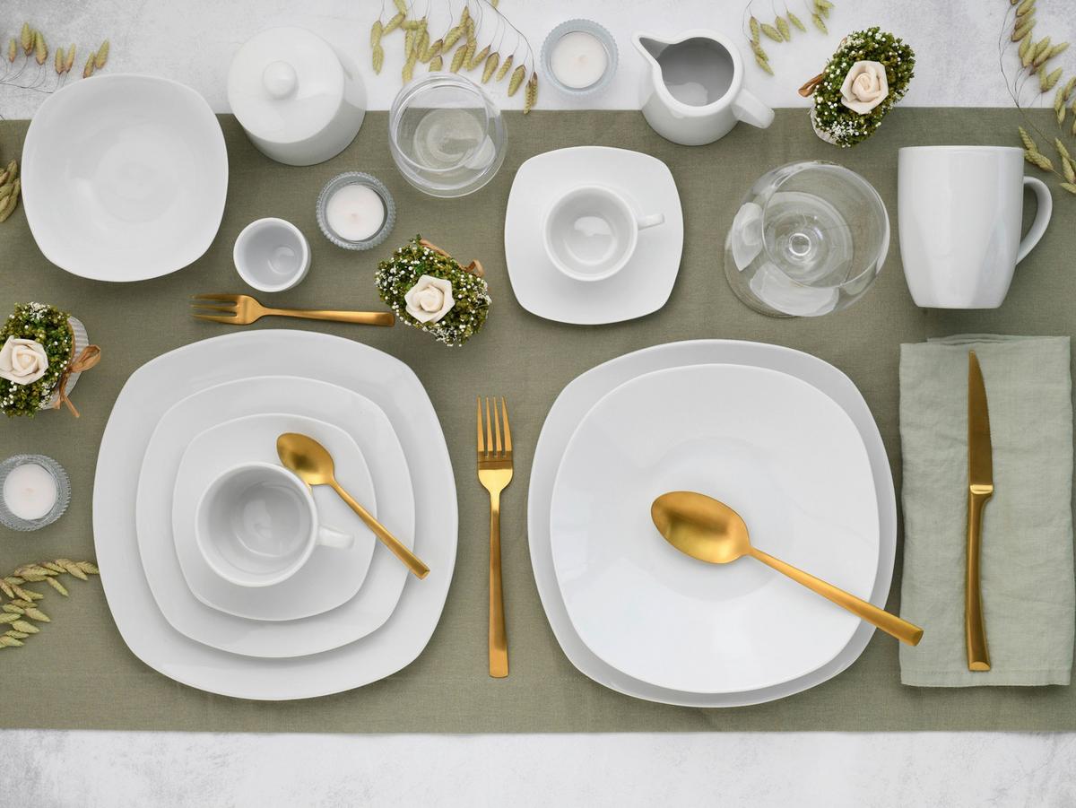 Kombiservice Square 62--Teilig., Weiß - Weiß, Trend, Keramik - Creatable