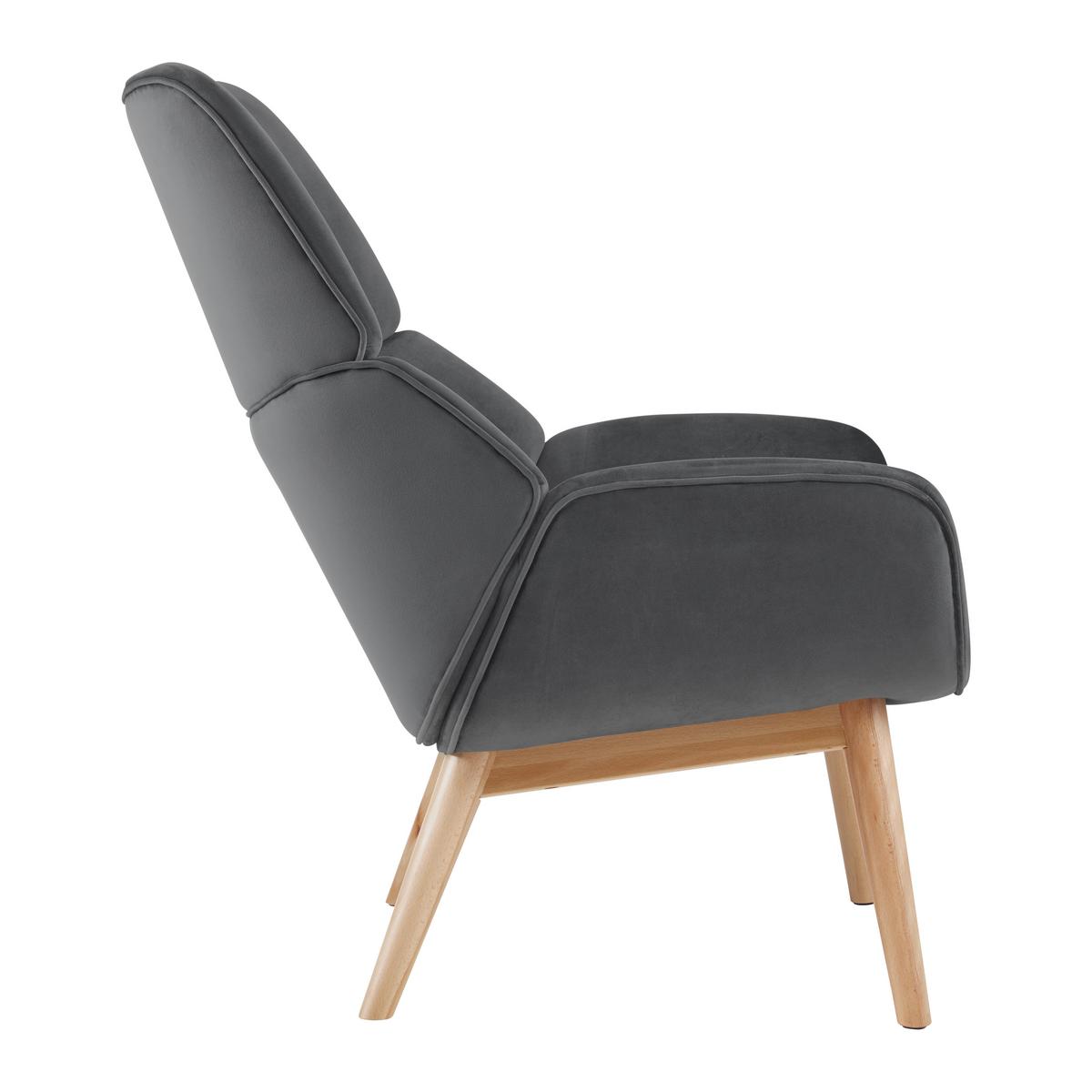 Křeslo FELIA tmavě šedá - šedá/barvy buku, Moderní, dřevo/textil (71/92,5/79cm) - Bessagi Home