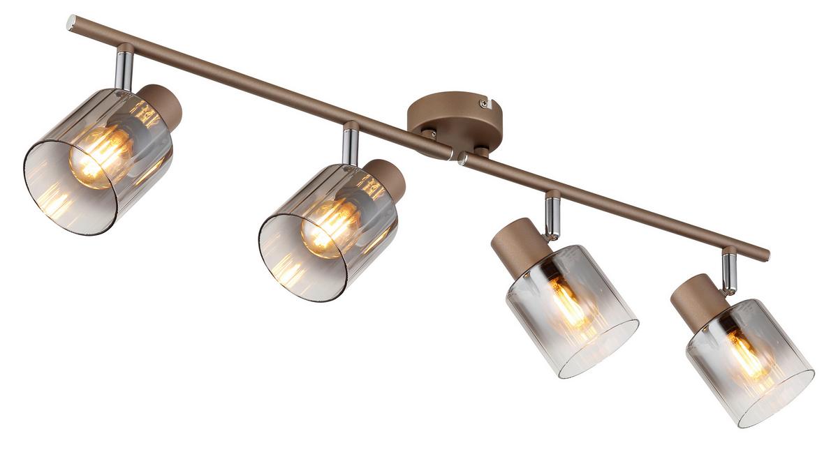 Strahler Kaffeefarben - Klar/Chromfarben, Design, Glas/Metall (70/8/15cm) - Globo