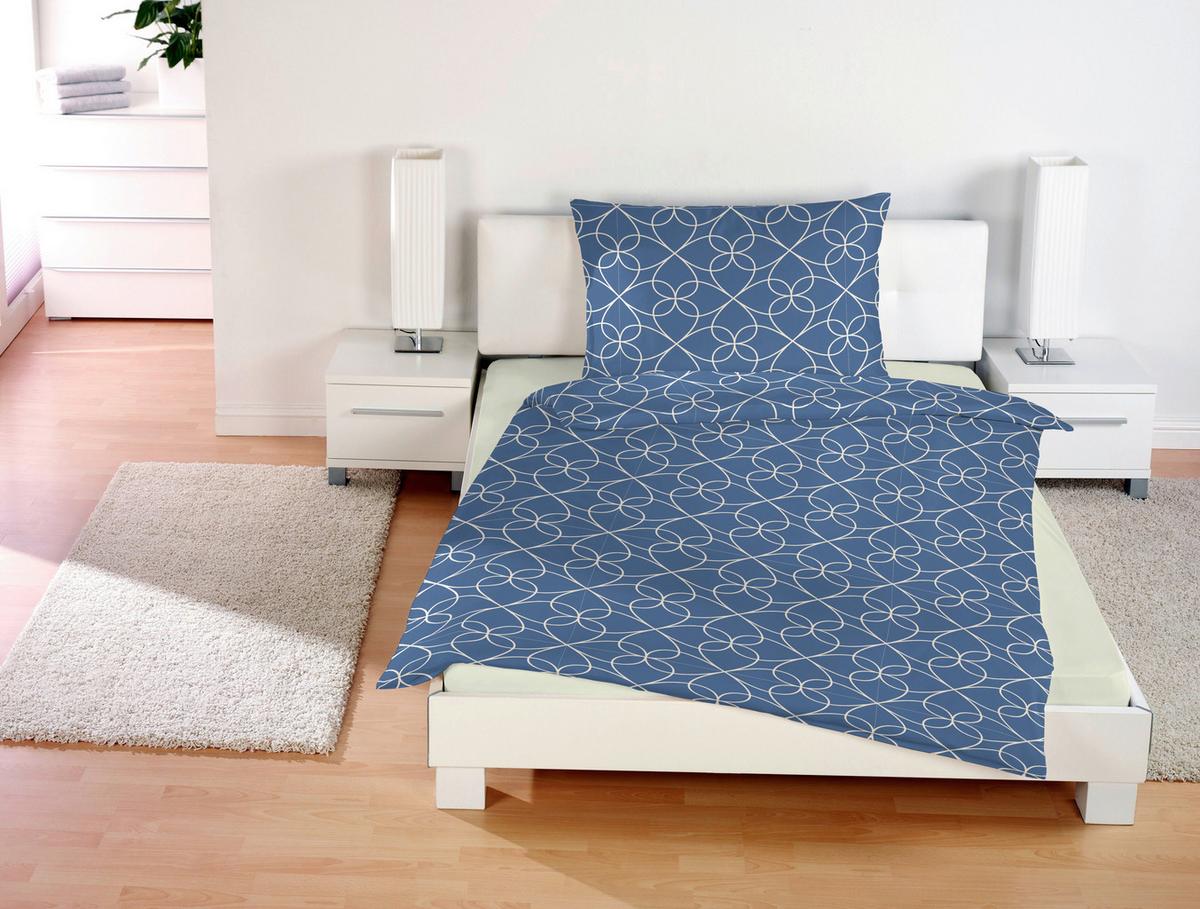 Bettwäsche 140x200 Cm Lenka Mikrofaser Blau/beige - Blau/Beige, KONVENTIONELL, Textil - Ondega