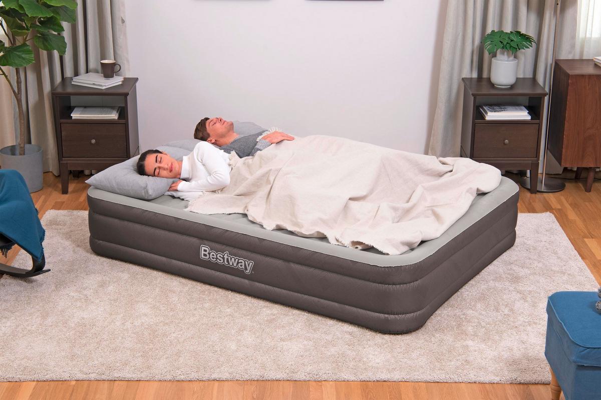 Luftbett Matheo 203x152x36 Cm Bis 350kg, Inkl. Pumpe - Braun/Grau, KONVENTIONELL, Kunststoff/Metall (203/152/36cm) - Bestway