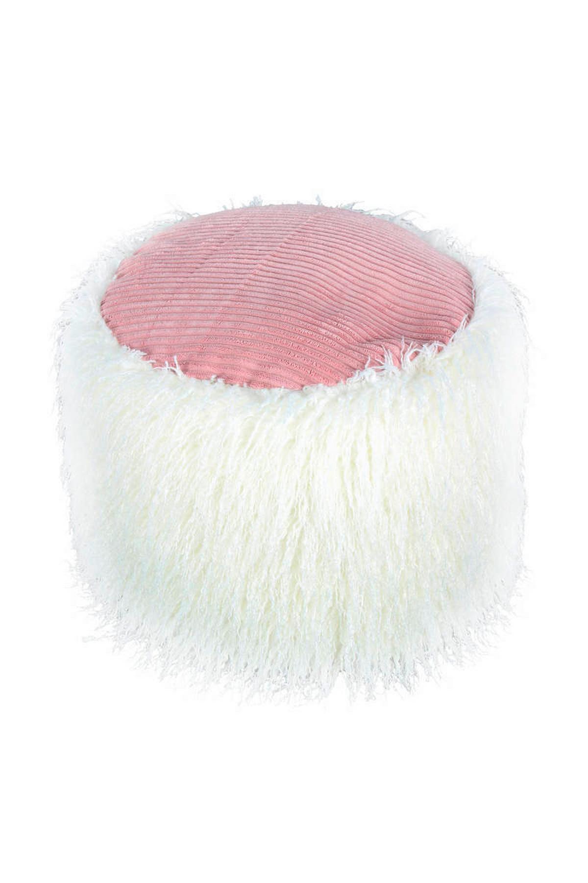Pouf Kusntstoff Weiß/rosa Dxh: 45x38 Cm - Rosa/Weiß, Basics, Kunststoff (45/38/45cm) - Kayoom