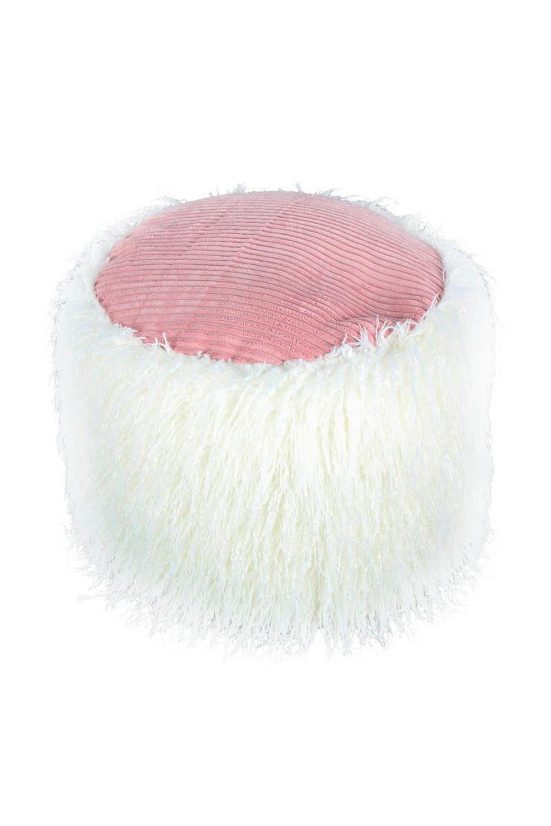 Pouf Kusntstoff Weiß/rosa Dxh: 45x38 Cm
