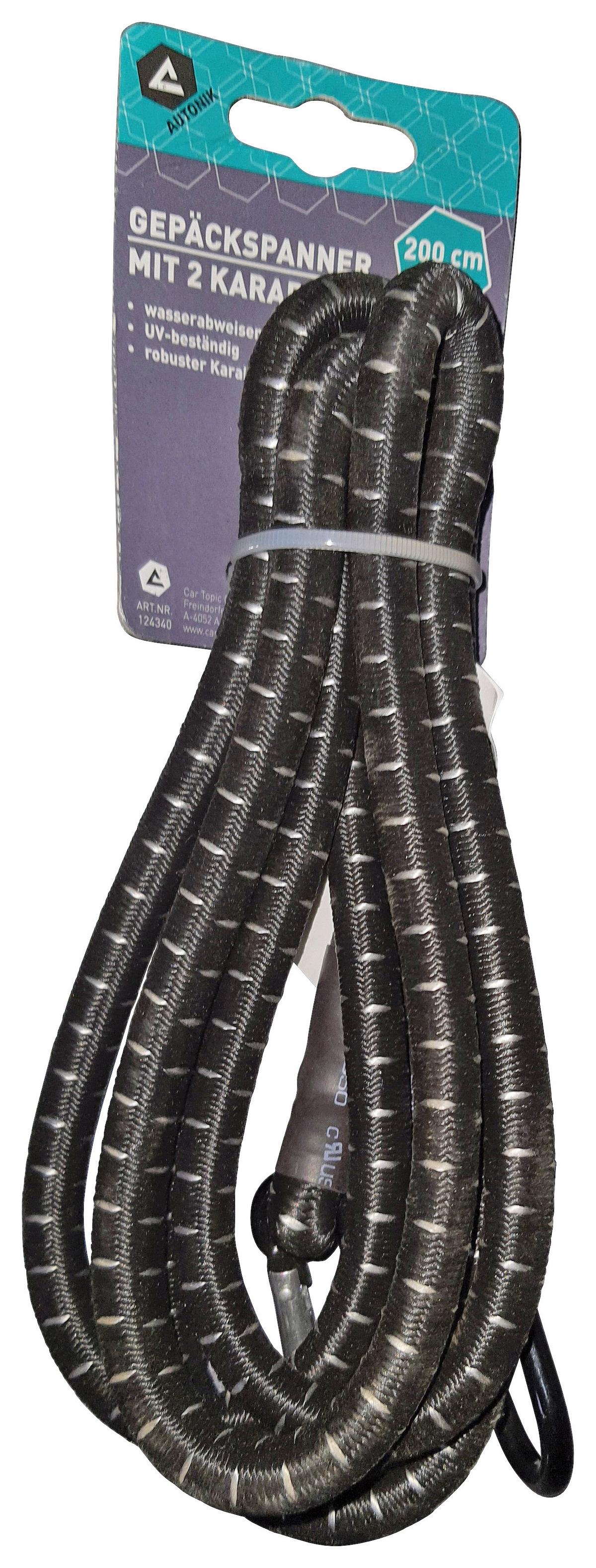 Spanngummi L: 200 Cm Mit Karabiner - Schwarz, MODERN, Kunststoff (200cm)