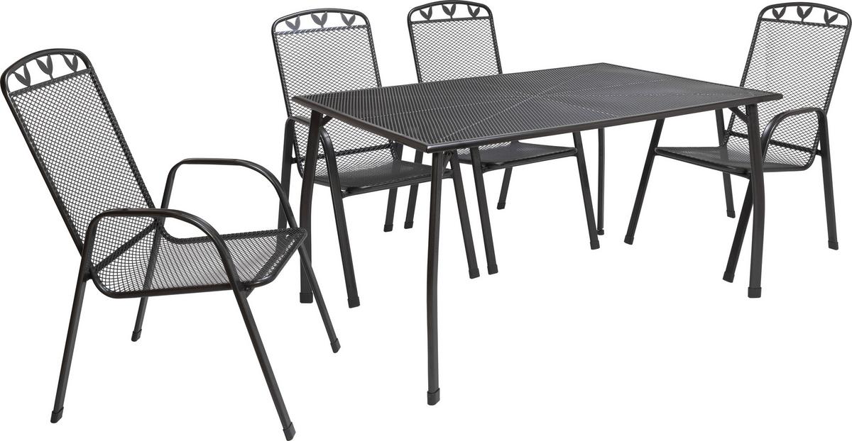 Gartentisch höhenverstellbar Toulouse, Stahl L 140 cm - Anthrazit/Schwarz, MODERN, Kunststoff/Metall (140/74/90cm) - Luca Bessoni