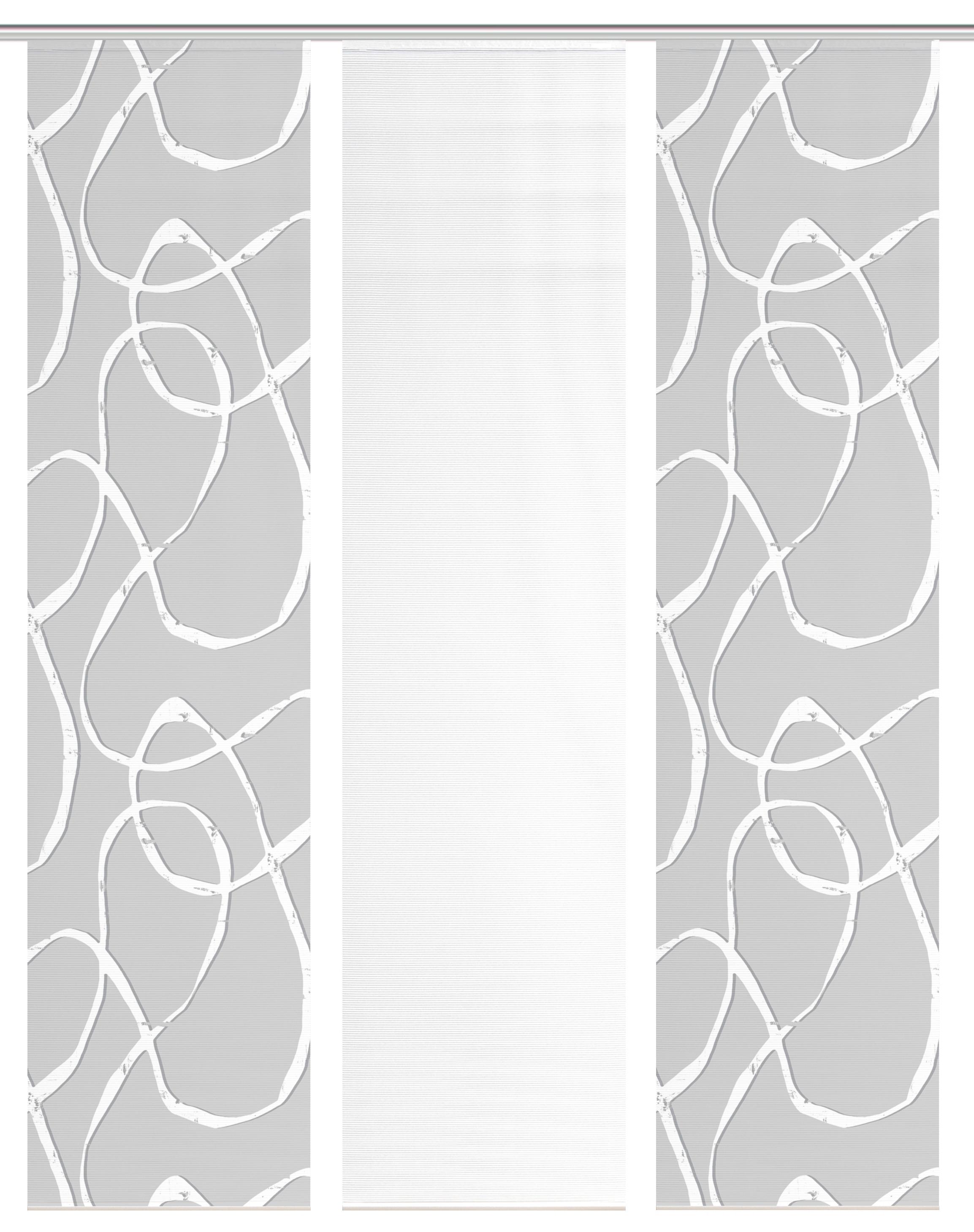 Flächenvorhang Ophelia 3er Set - Hellgrau/Weiß, KONVENTIONELL, Textil (60/260cm)