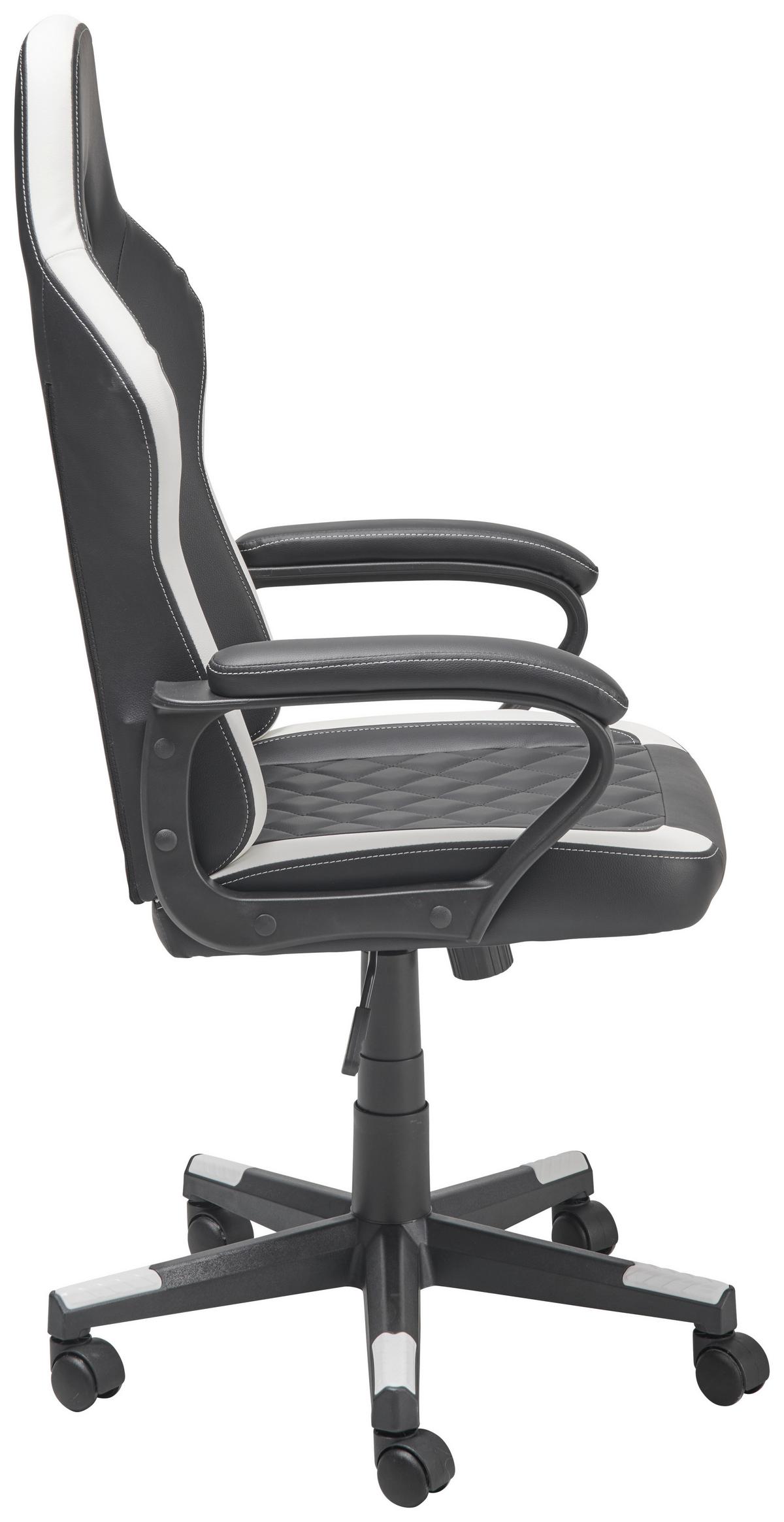 Gamingstuhl Chicago - Schwarz/Weiß, LIFESTYLE, Kunststoff/Textil (60/114-124/62cm) - MID.YOU