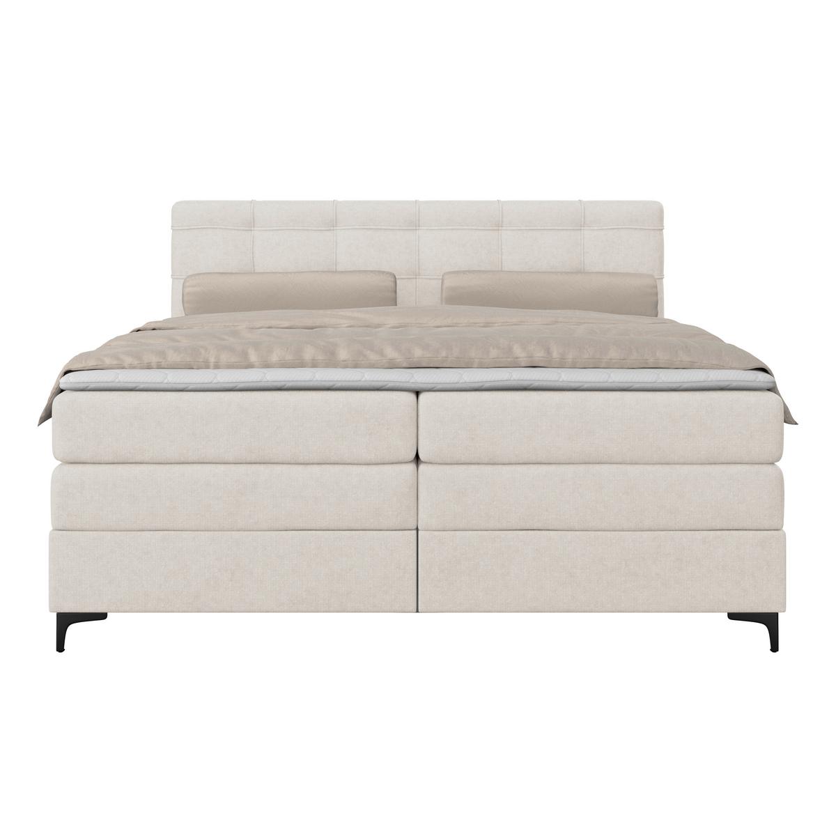 Boxspringbett MITTO Creme 200x200 cm - Creme/Schwarz, KONVENTIONELL, Textil/Metall (200/200cm)
