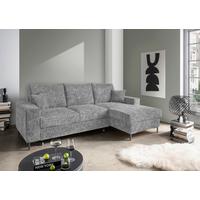 Eckschlafsofa Zona Silberfarben S: 237x143 Cm - Silberfarben/Schwarz, KONVENTIONELL, Textil (237/143cm) - Livetastic