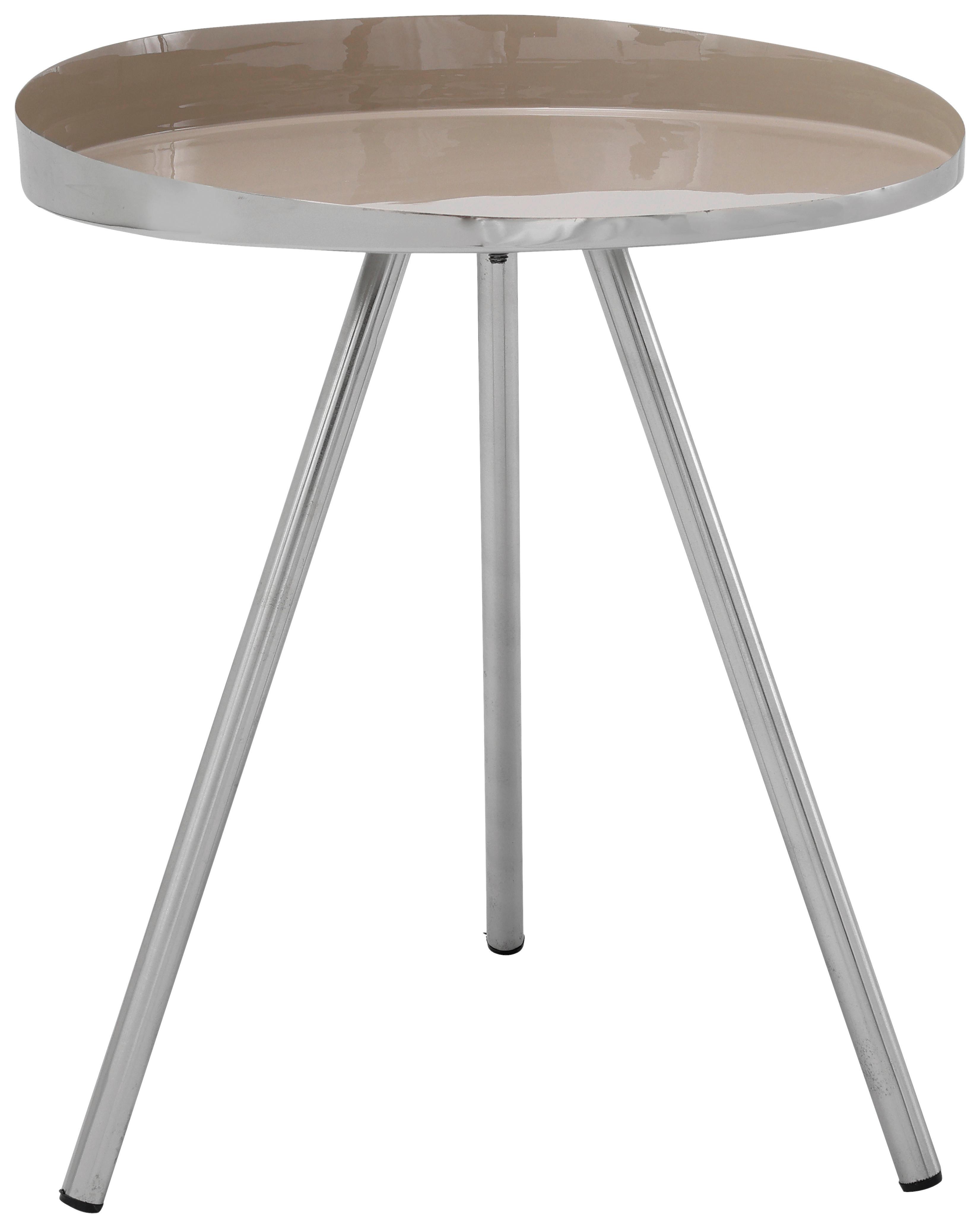 Príručný stolík MORRISON - sivohnedá/strieborná, Design, kov (41/41/47cm) - MID.YOU