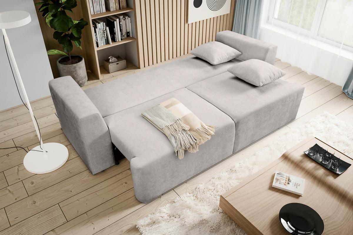 Schlafsofa Point Hellgrau B: 250cm - Hellgrau/Schwarz, Basics, Holz/Textil (250/95/99cm) - MID.YOU