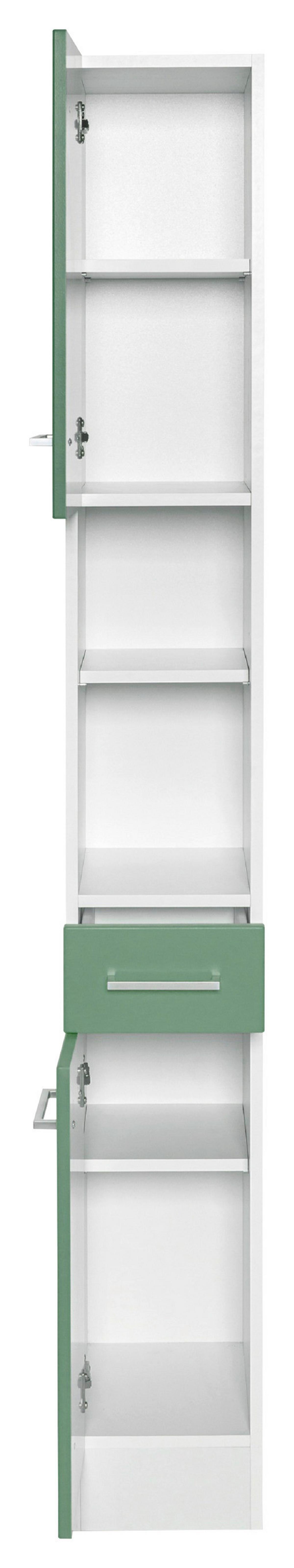 Badezimmer Hochschrank Riga 25x190 Cm Weiß/grün - Weiß/Grün, MODERN, Holzwerkstoff (25/190/35cm) - Held