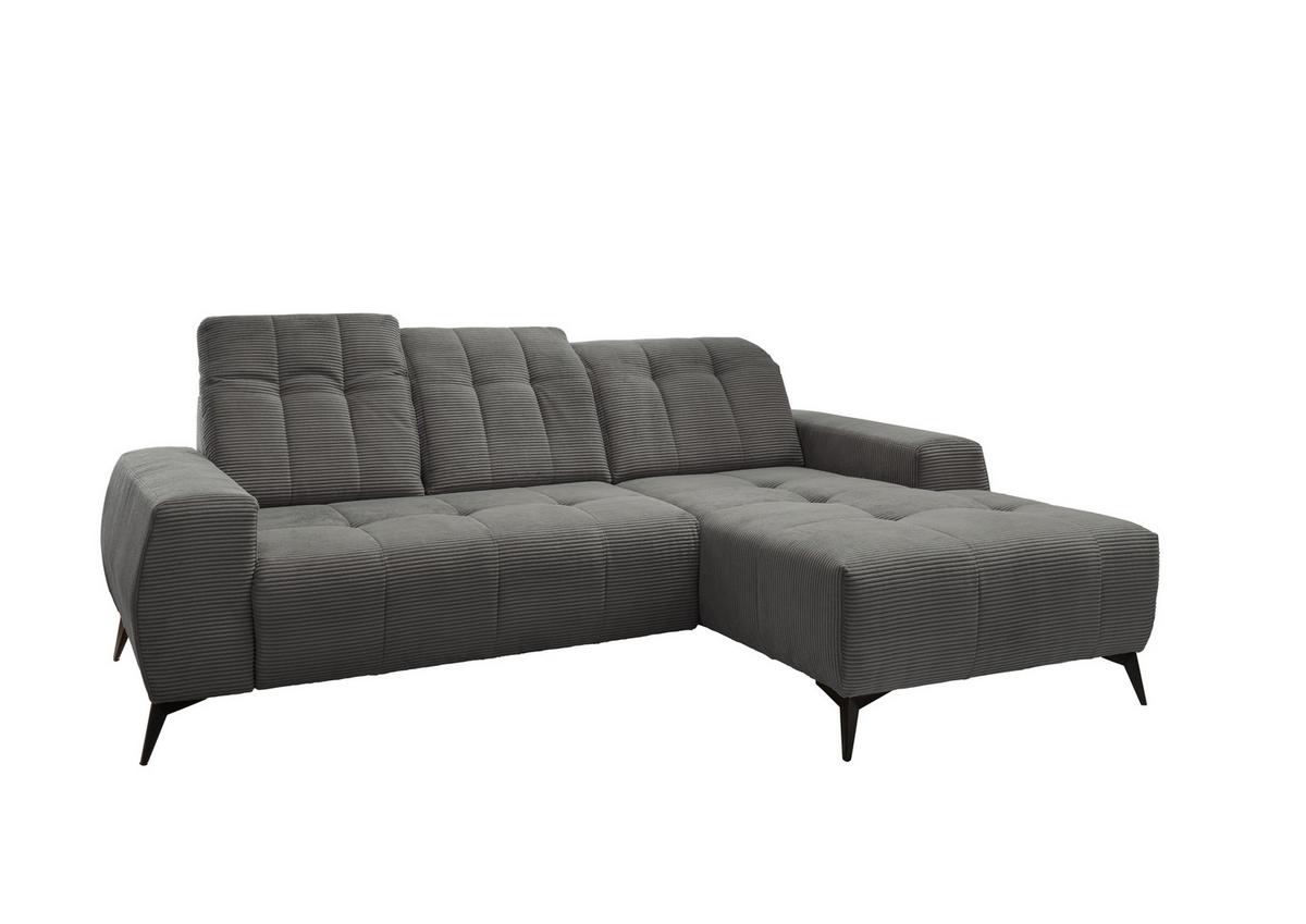 Ecksofa Mit Usb Anschluss Sano, Grau, S: 258x180 Cm - Schwarz/Grau, MODERN, Textil (258/180cm) - Livetastic