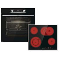Einbau-Backofen-Set Blacksteam B:ca. 57cm Elektro-Glaskeramik - Schwarz, Basics, Metall (56-56,4/59-60/55cm) - Gorenje
