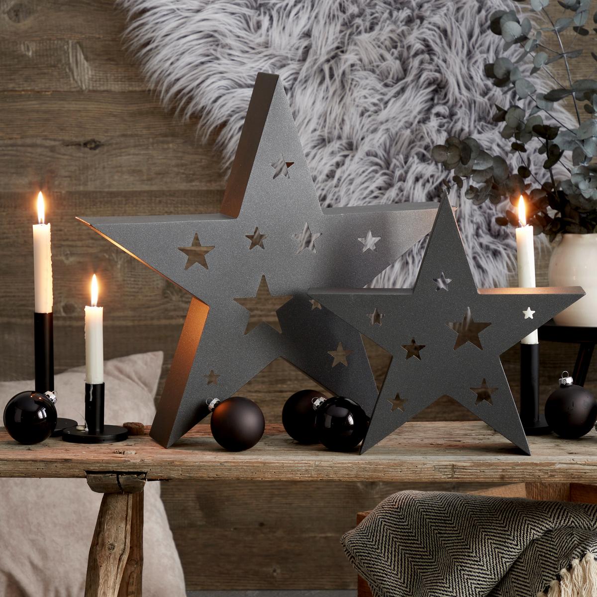 Weihnachtsdeko Stern Metall Stehend H: 33 cm - Grau, Basics, Metall (35/8/33cm)