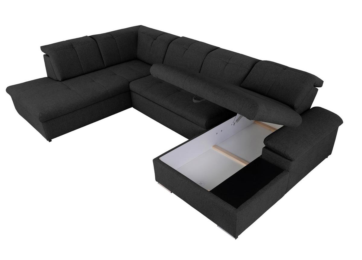 Wohnlandschaft Ramzes Schwarz U: 215x328x173 cm - Schwarz/Grau, Design, Textil (215/328/173cm) - MID.YOU