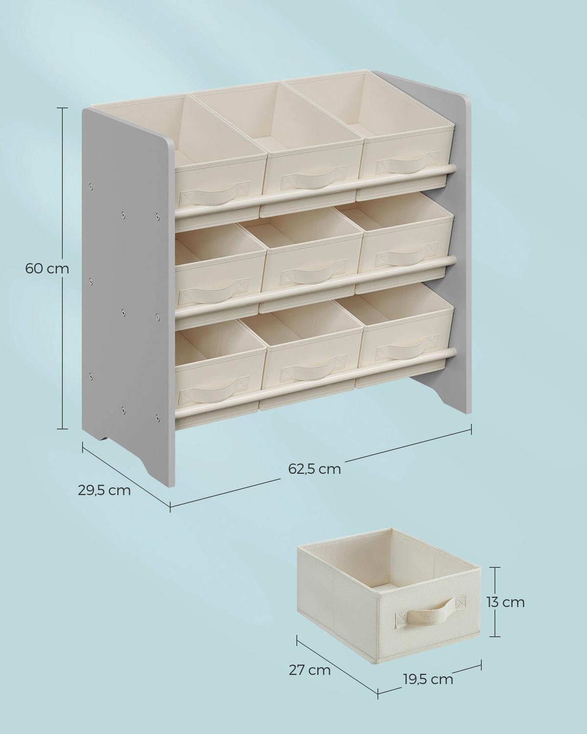 Kinderregal Toy Storage Shelf Grau/Beige B: 62,5 cm - Beige/Grau, MODERN, Holzwerkstoff/Textil (62,5/60/29,5cm) - MID.YOU