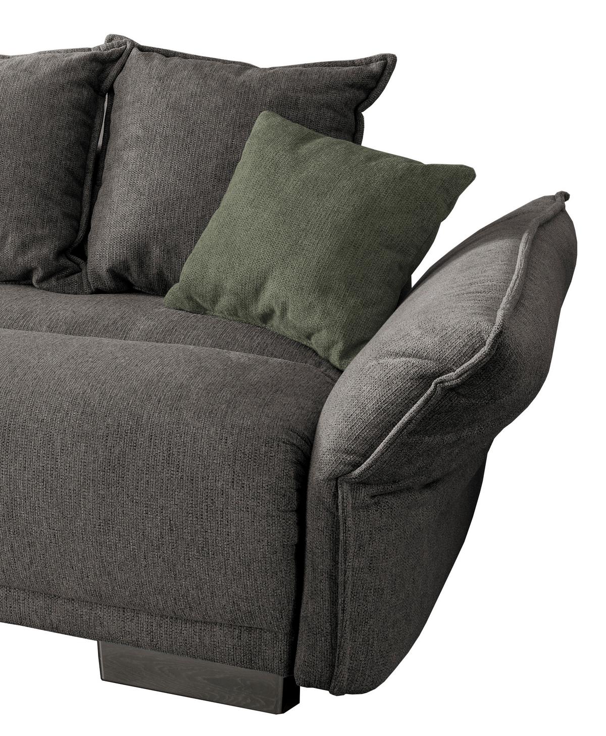 Bigsofa Pera, Graubraun B: 242 cm - Chromfarben/Dunkelgrün, MODERN, Textil (242/71/90/131cm) - Livetastic