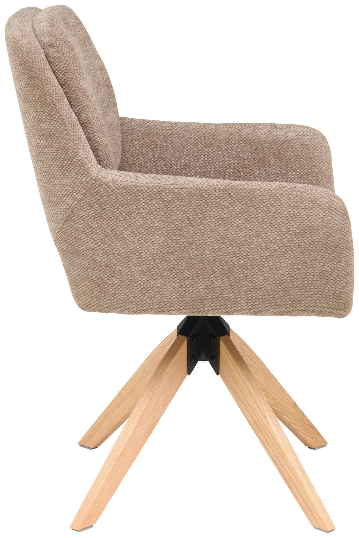 Armlehnstuhl Marley Webstoff Braun, B: 59 cm - Braun/Naturfarben, KONVENTIONELL, Holz/Textil (59/89/65cm) - Livetastic