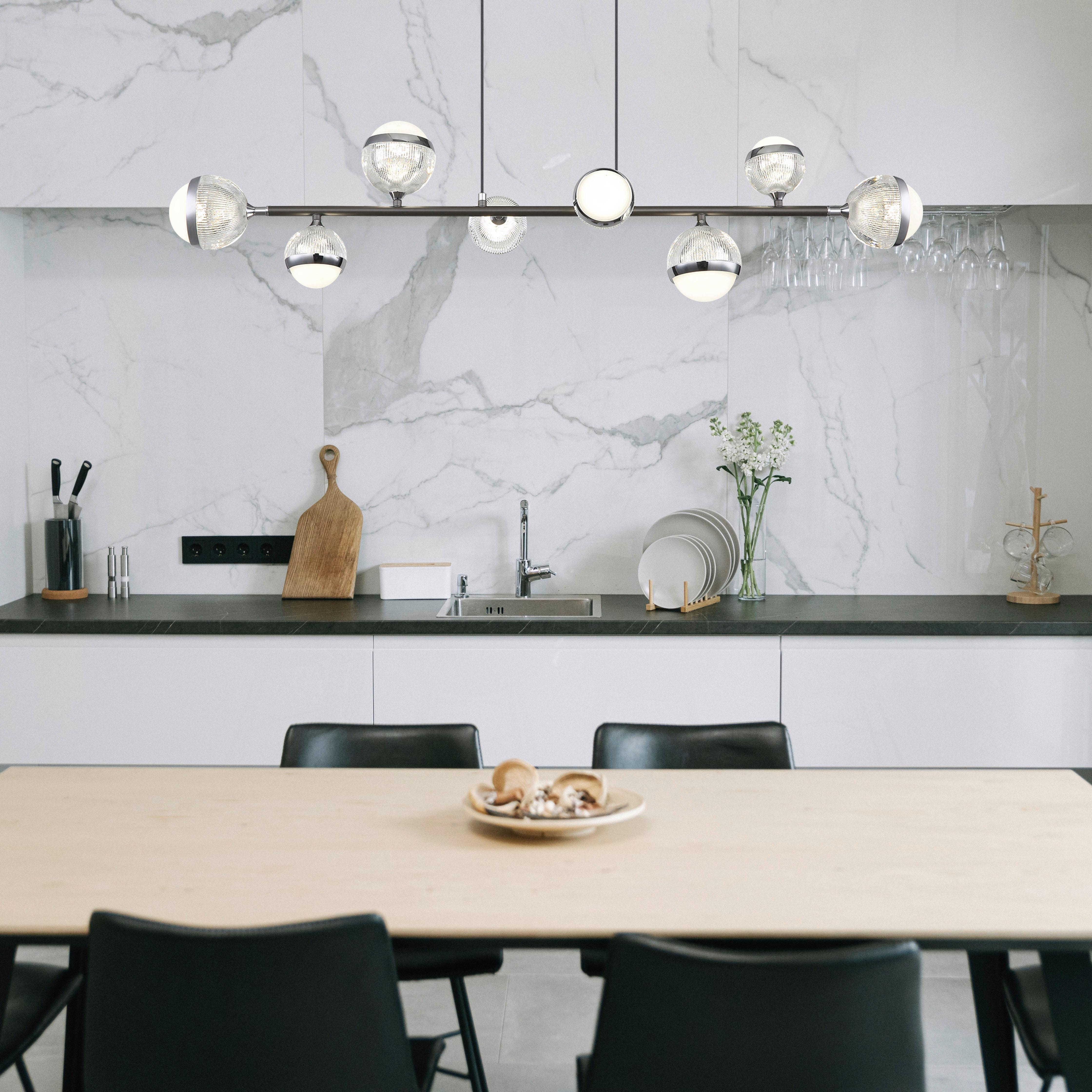 LED-Hängeleuchte 56011-8 - Klar/Chromfarben, KONVENTIONELL, Kunststoff/Metall (109/24/120cm) - Globo