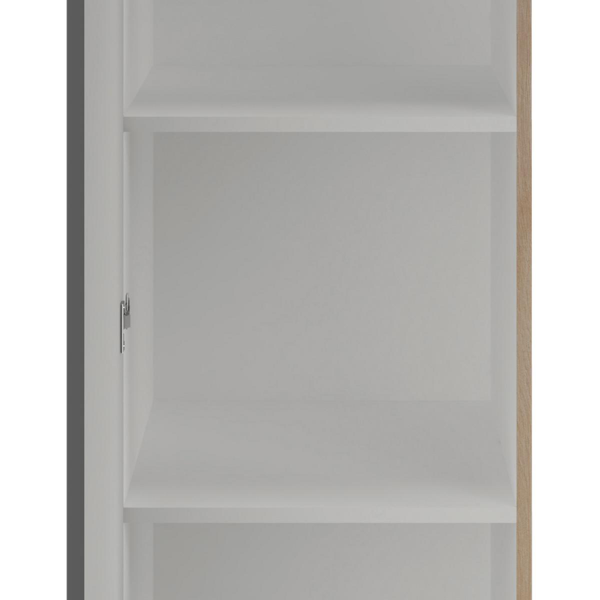 Geschirrschrank Shadow B: 50 cm Grau/Eiche Dekor 3 Böden - Dunkelgrau/Eiche San Remo, MODERN, Holzwerkstoff (50/200/57cm)