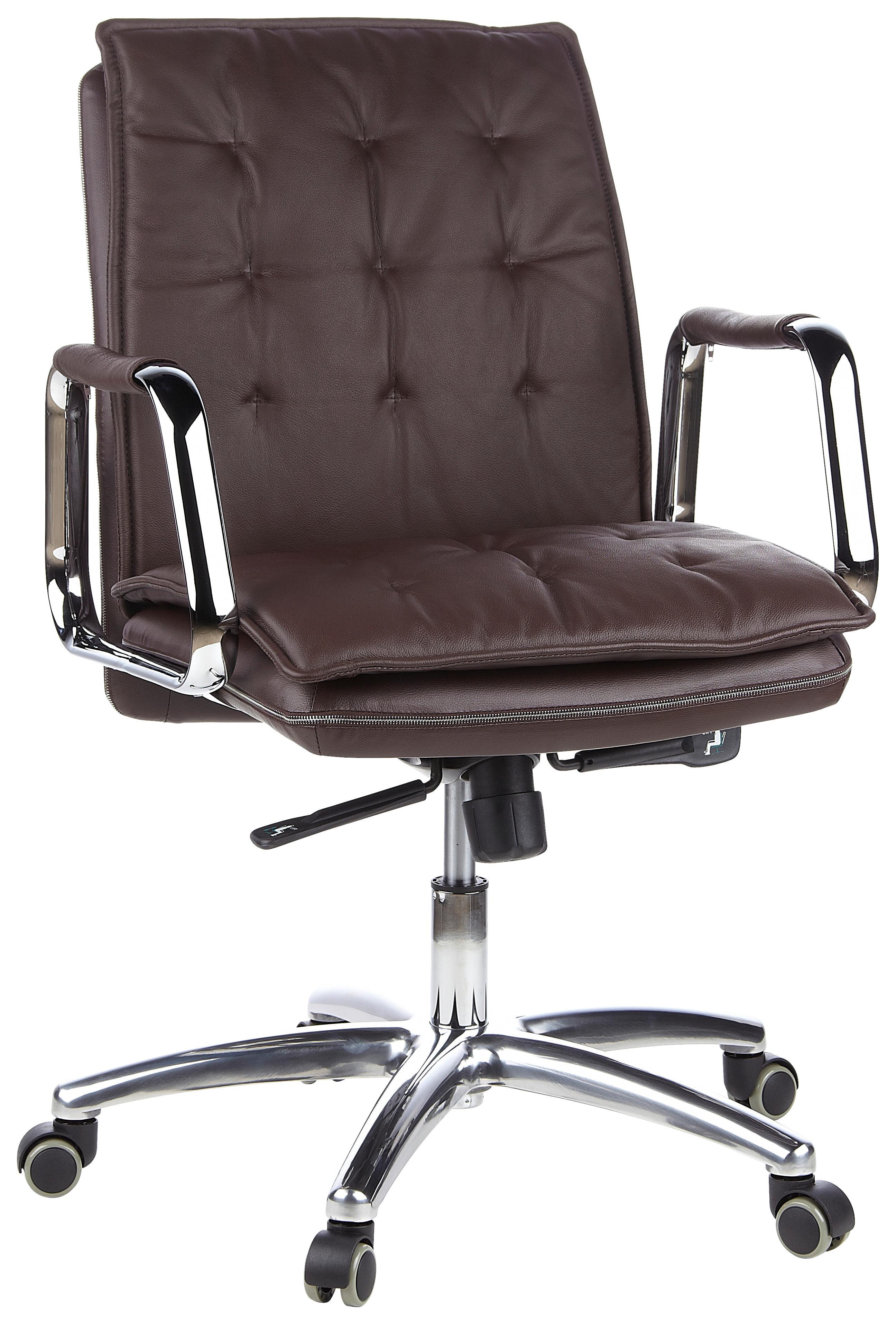 Chefsessel Villa Braun Bis 120 Kg - Silberfarben/Braun, Basics, Leder/Kunststoff (60/109/48cm) - MID.YOU