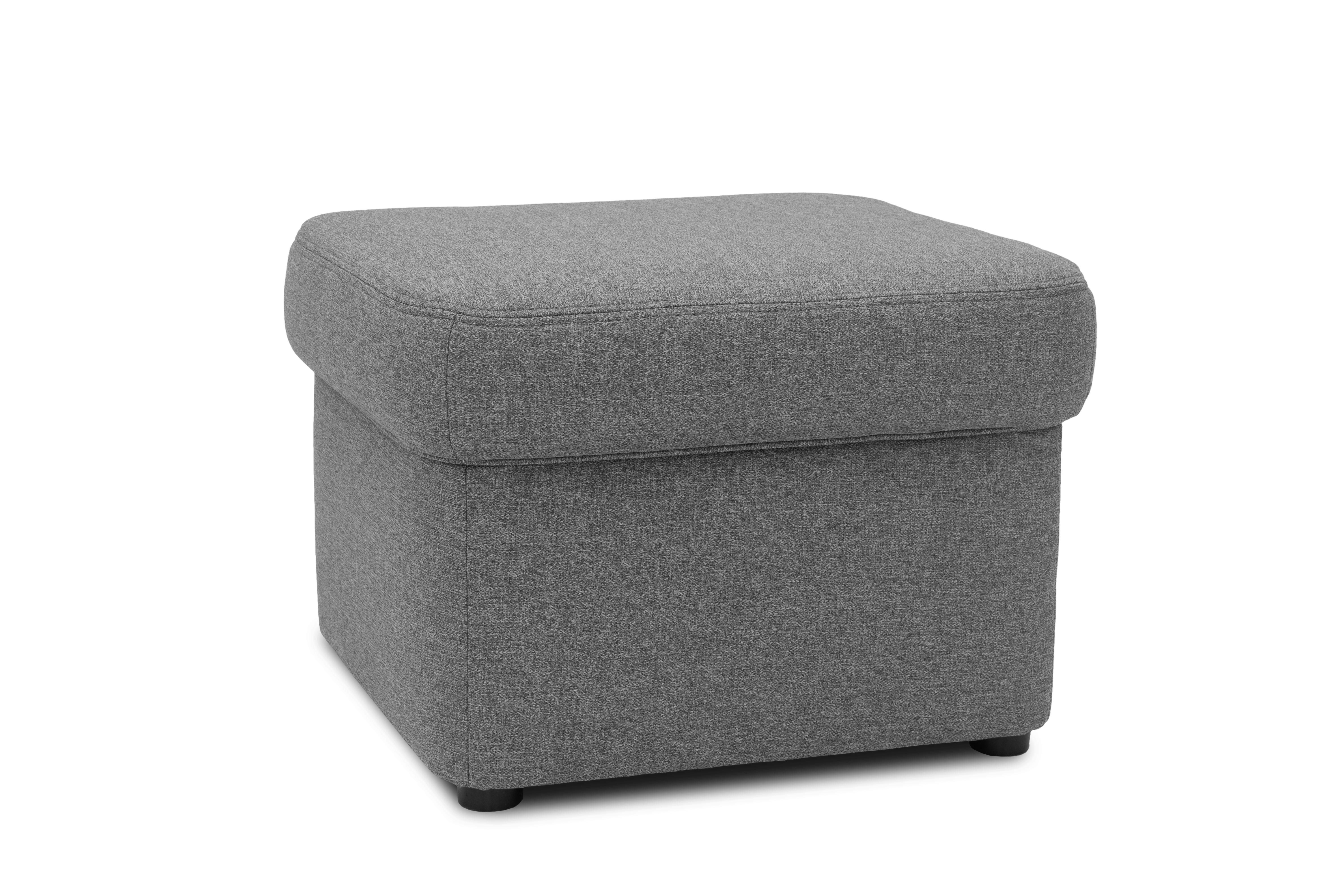 Polsterhocker Sarafina Grau Webstoff H: 40cm - Schwarz/Grau, KONVENTIONELL, Textil (61/40/61cm) - MID.YOU