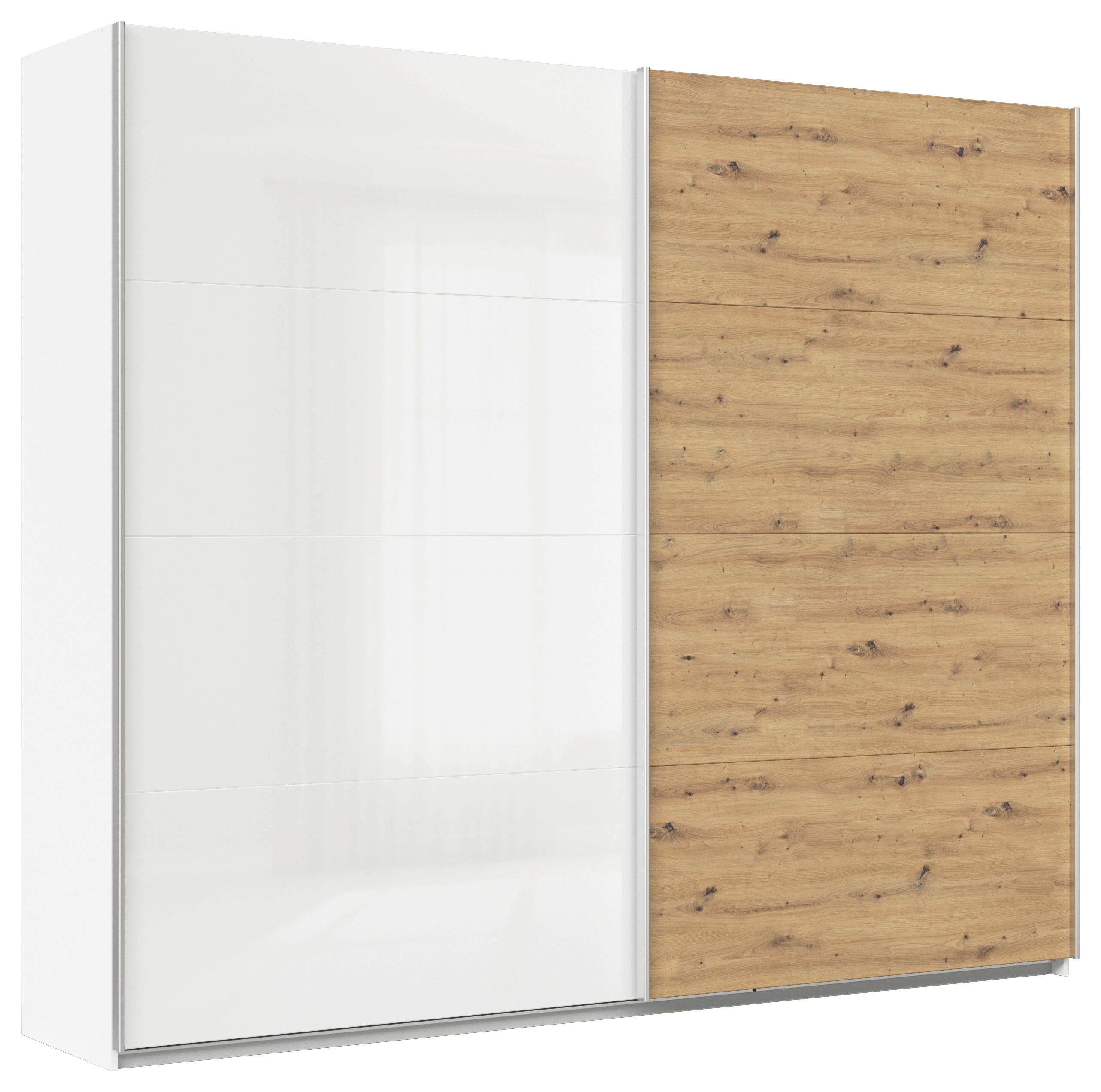 Tolóajtós Szekrény Feldkirch 271/229 Cm - Artisan tölgy/magasfényű fehér, Modern, faalapú anyag (271/229/62cm)